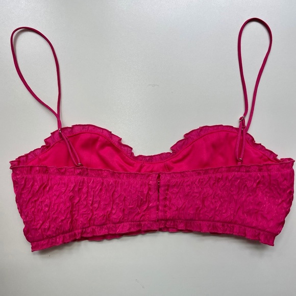 Zara Small Bralette Pink Barbiecore Crop Top Adjustable Strap Stretch NWT - Picture 2 of 6